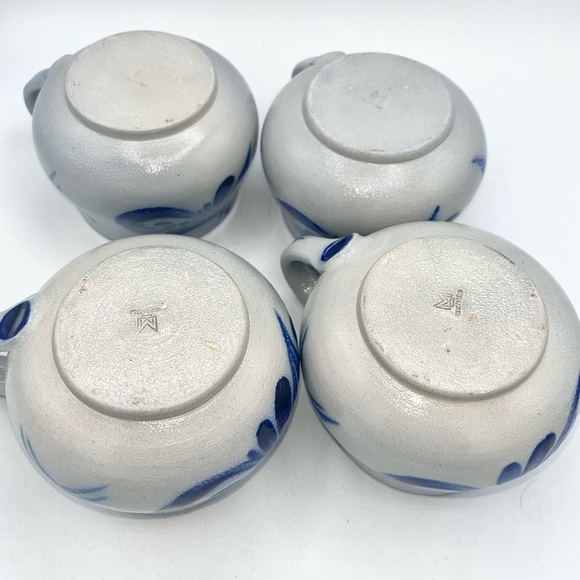 VTG Schilz Germany Cobalt Blue Salt Glaze Pottery Stoneware Mugs Set Of 4 - Picture 4 of 5